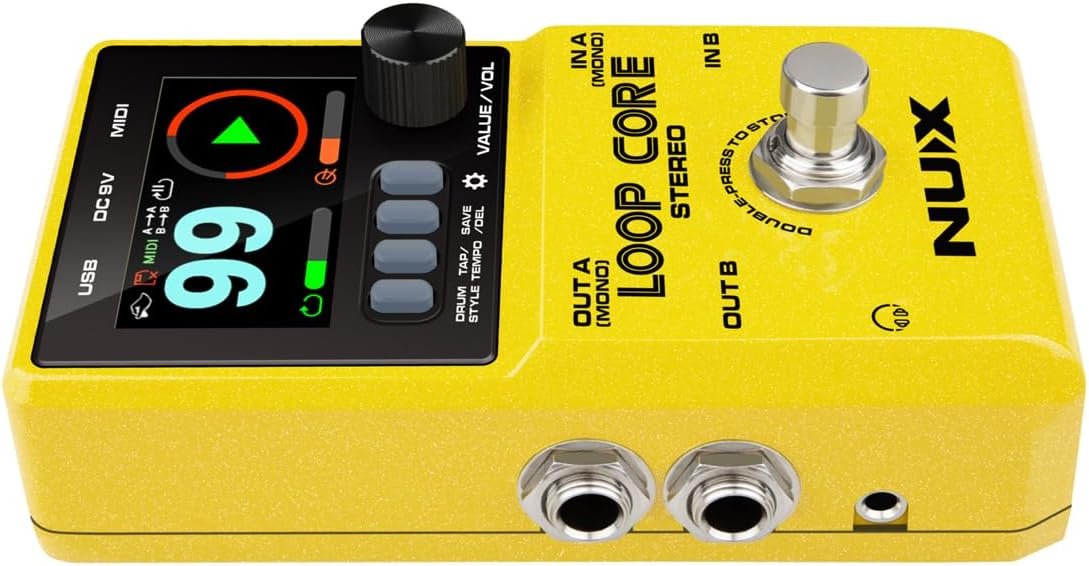 NUX Loop Core Stereo Guitar Looper Pedal, 6 hours recording time,Stereo Audio, MIDI Control, Cab Simulation for Output to Mixer.