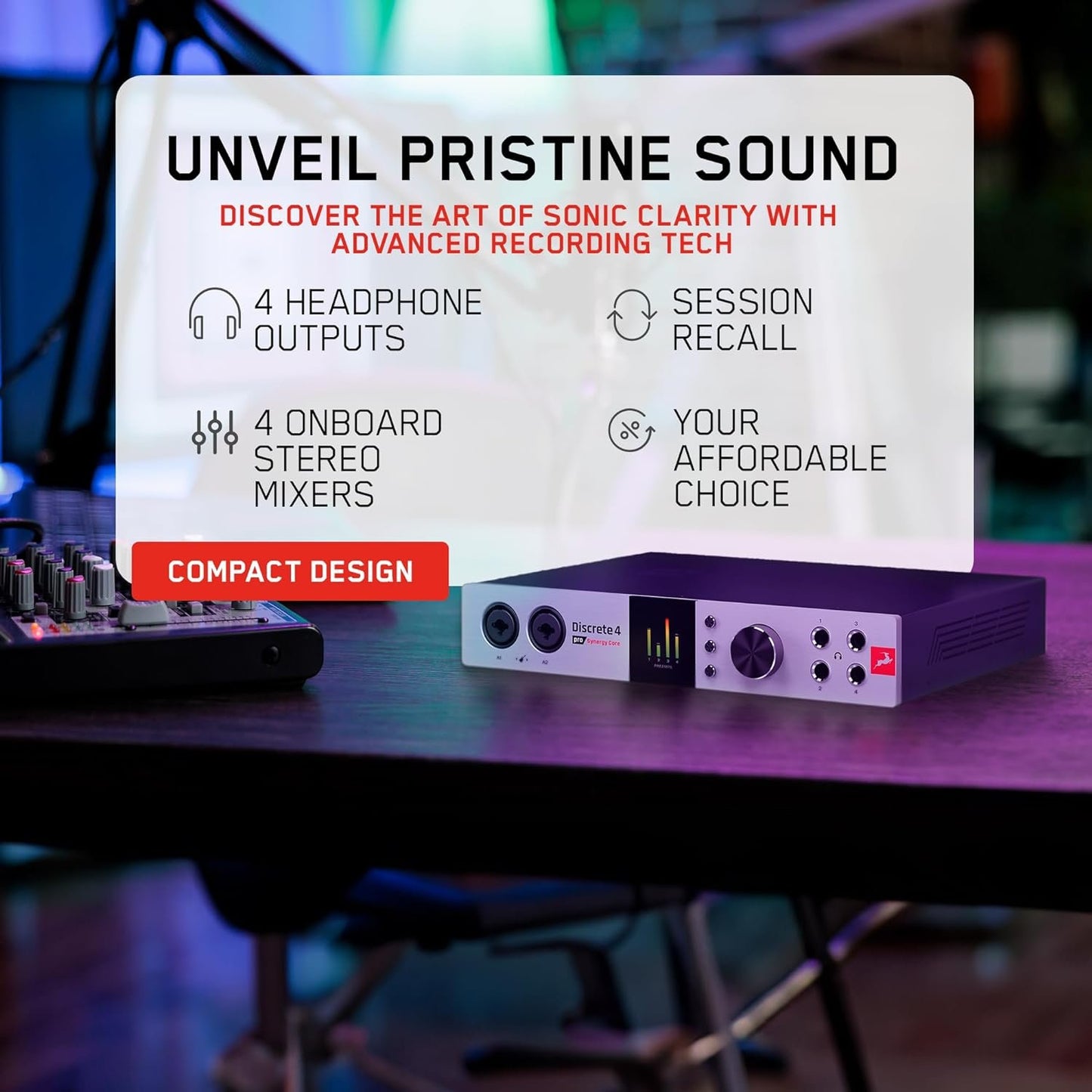Discrete 4 Pro Synergy Core 14x20 Thunderbolt 3 Interface and USB 2.0 Audio Interface with Onboard Real-time Effects - Antelope Audio