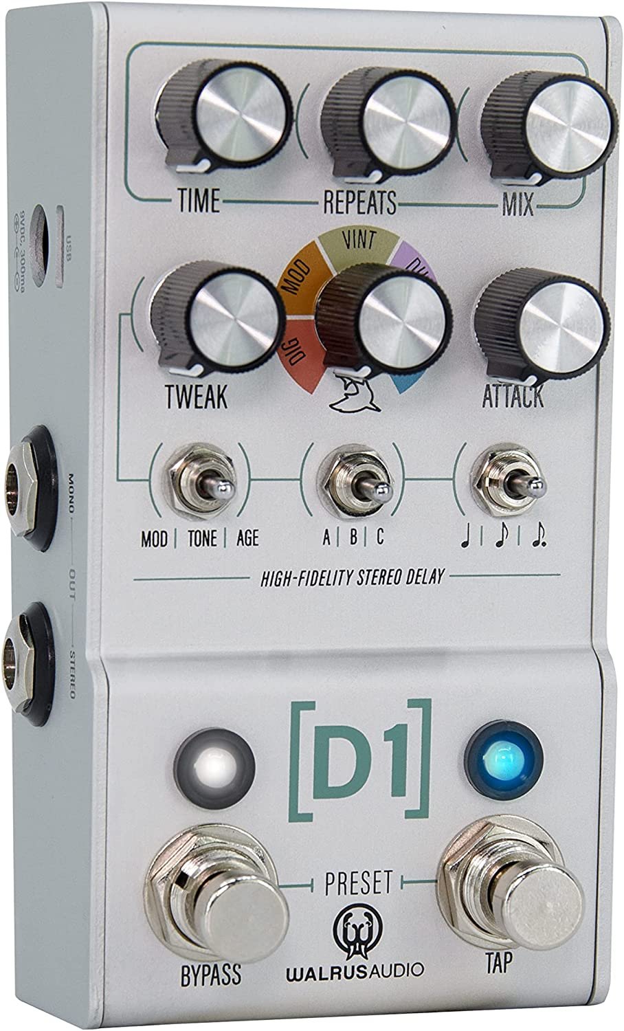 Walrus Audio Mako Series D1 V2 High Fidelity Delay Pedal 900-1051V2 Silver