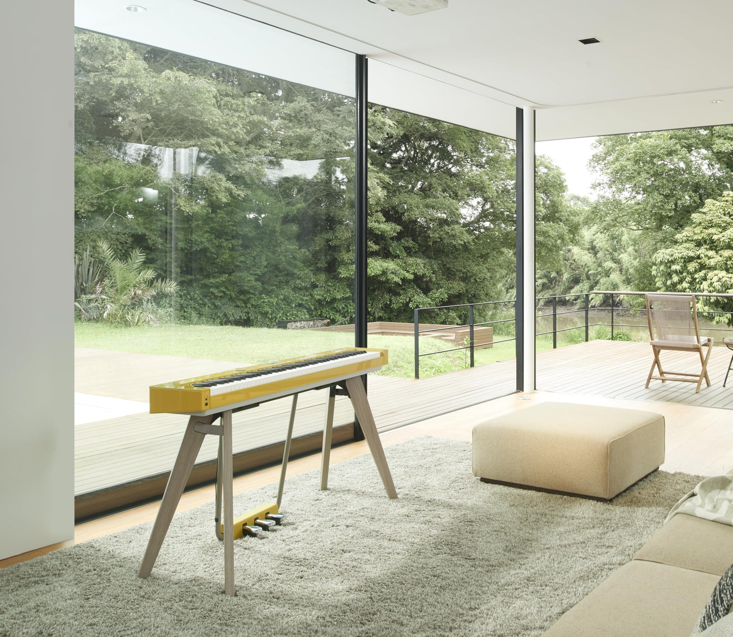 Casio Privia PX-S7000 Portable Digital Piano w/88 Hybrid Weighted Keys, 400 Tones, Touch Sensor Controls, Stand w/ 3 Pedals, Bluetooth, USB, AC Adapter, 32W Speakers, Harmonious Mustard (PX-S7000HM)