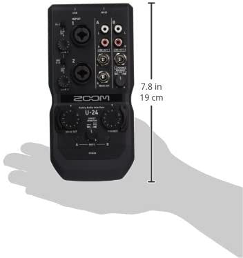 Zoom U-24 Handy Audio Interface, 2-Channel Portable USB Audio Interface, 2 XLR/TRS Combo Inputs, MIDI I/O, RCA Outputs