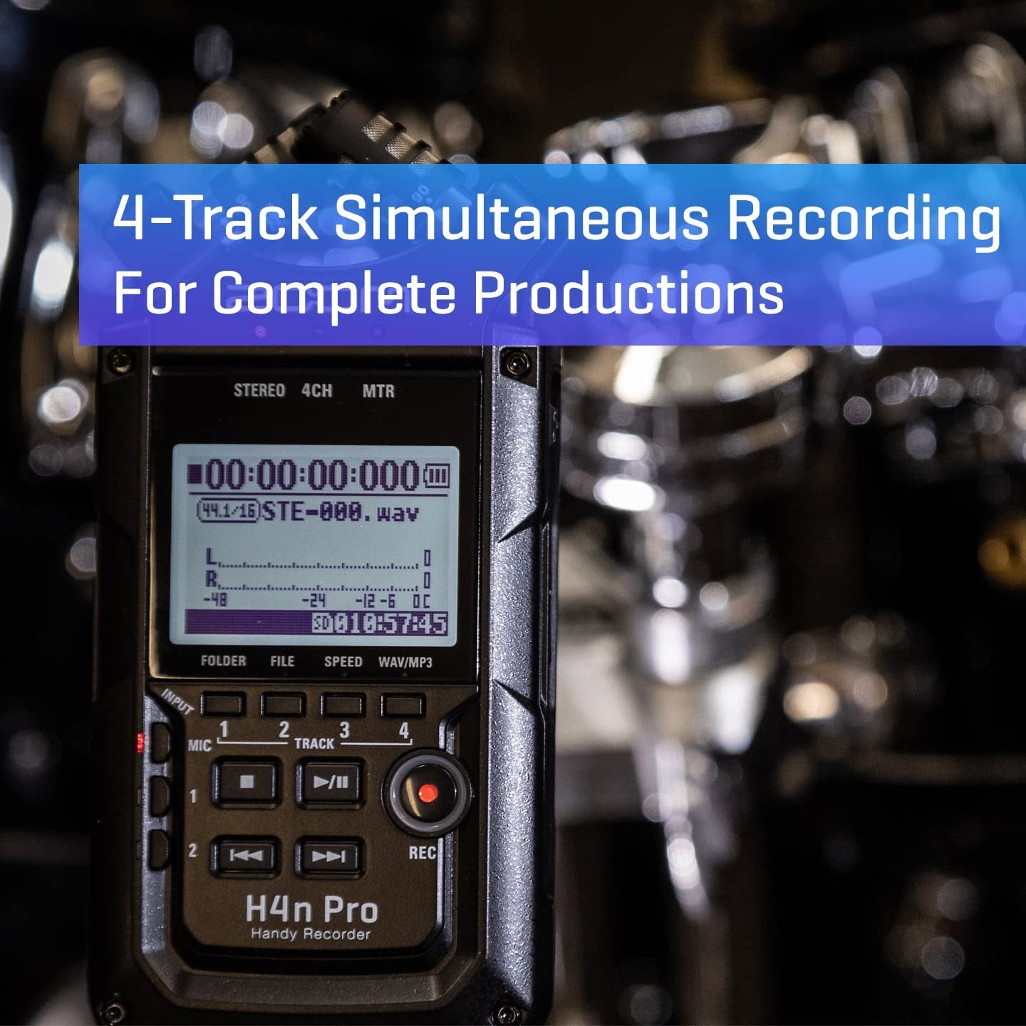 Zoom H4n Pro 4-Track Portable Recorder, All Black, Stereo Microphones, 2 XLR/ ¼“ Combo Inputs, Battery Powered, for Stereo/Multitrack Recording of Music, Audio for Video, and Podcasting