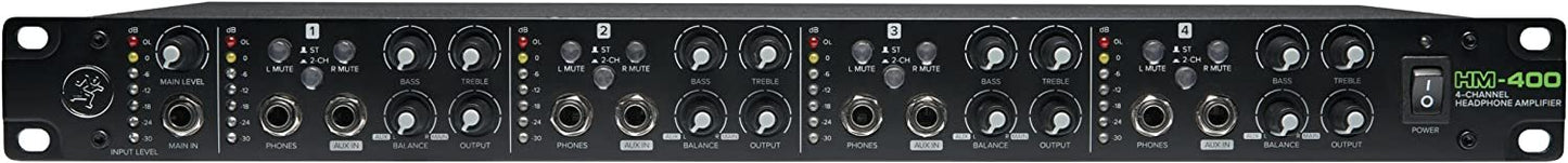 Mackie HM Series, 4-Channel Headphone Amplifier Rackmount 4-ch x 12 Headphones (HM-400)