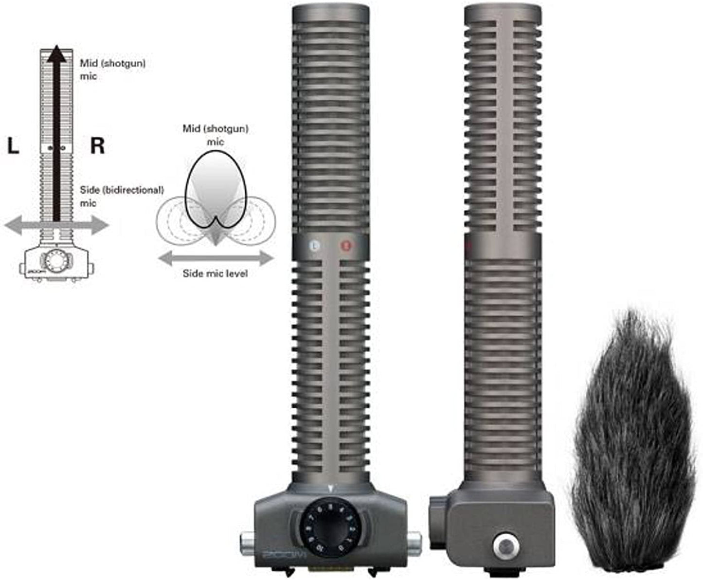 Zoom SSH-6 Stereo Shotgun Microphone Capsule with Hairy Windscreen for Film, Video, ENG and Dialogue, works with H5, H6, Q8, U-44, F1, F4, F8n, and F8