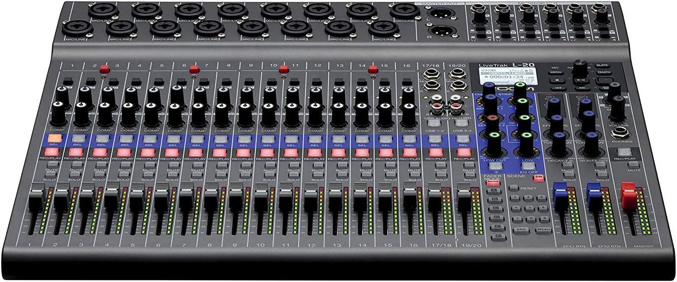 Zoom LiveTrak L-20-20-Input Digital Mixer with Microfiber and 1 Year EverythingMusic Extended Warranty