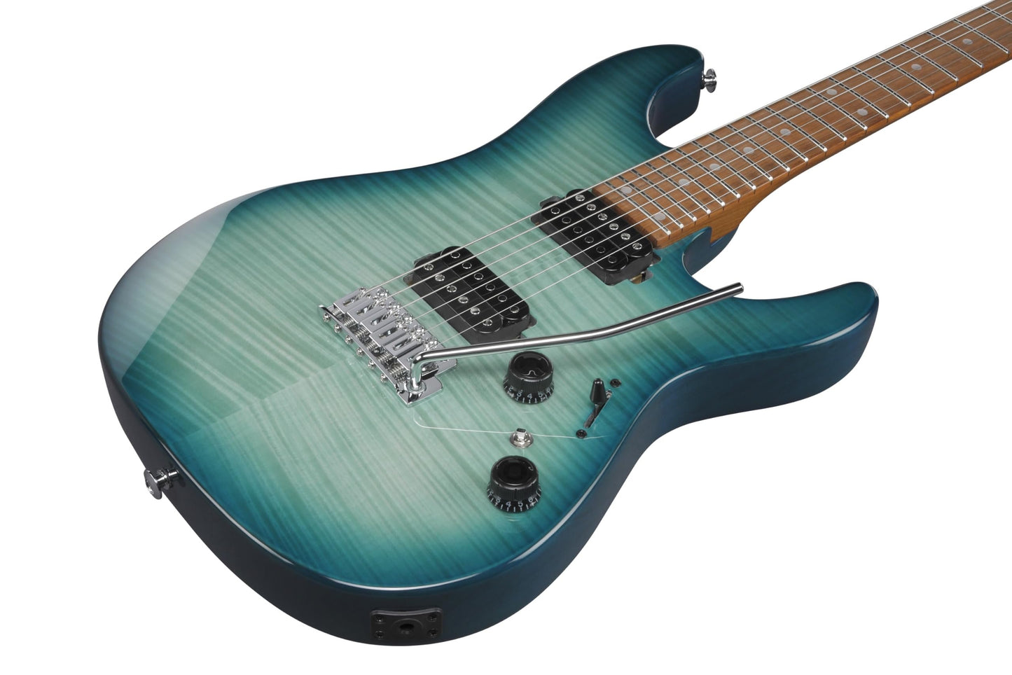 Ibanez AZ24S1F Standard 6-String Right-Handed Electric Guitar with Roasted Maple Neck and Jatoba Fretboard (Transparent Turquoise Burst)