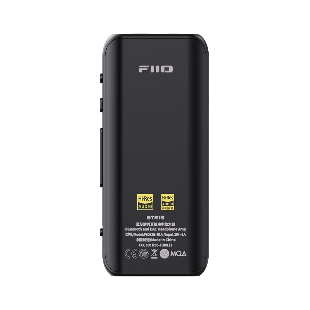 FiiO BTR15 Headphone Amps Bluetooth 5.1 Receiver High Resolution 384K/32Bit Native DSD256 USB DAC Supports LDAC/aptX HD/MQA for Smartphones/PC/Car/Home Audio