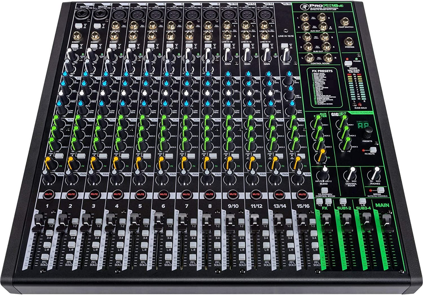 Mackie ProFXv3 Series, 6-Channel Professional Effects Mixer with USB, Onyx Mic Preamps and GigFX effects engine - Unpowered (ProFX6v3)