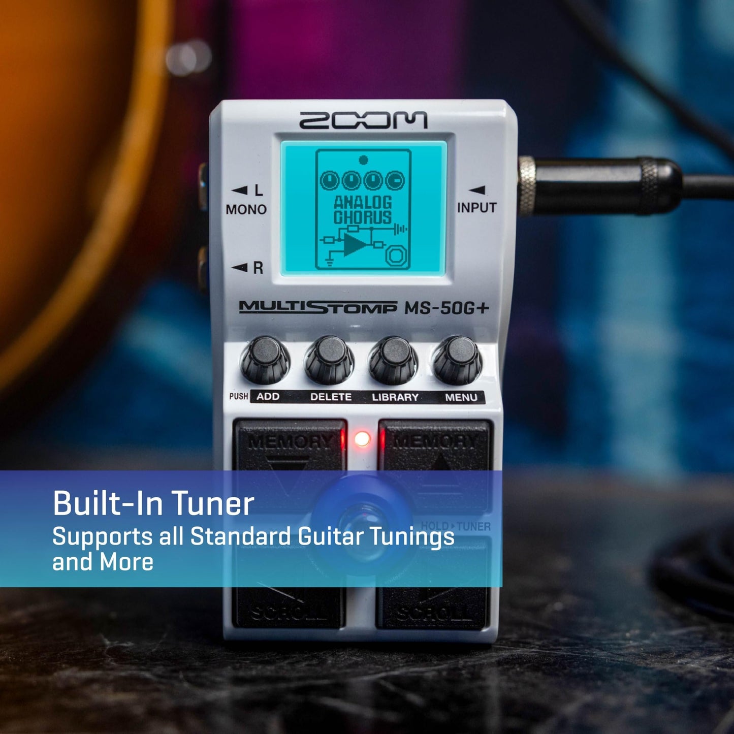 Zoom MS-50G+ MultiStomp Guitar Effects Pedal, Single Stompbox, 100 effects, Stereo Outputs, Tuner, Featuring Drives, Modulations, Delays, Reverbs, Compressors, and More