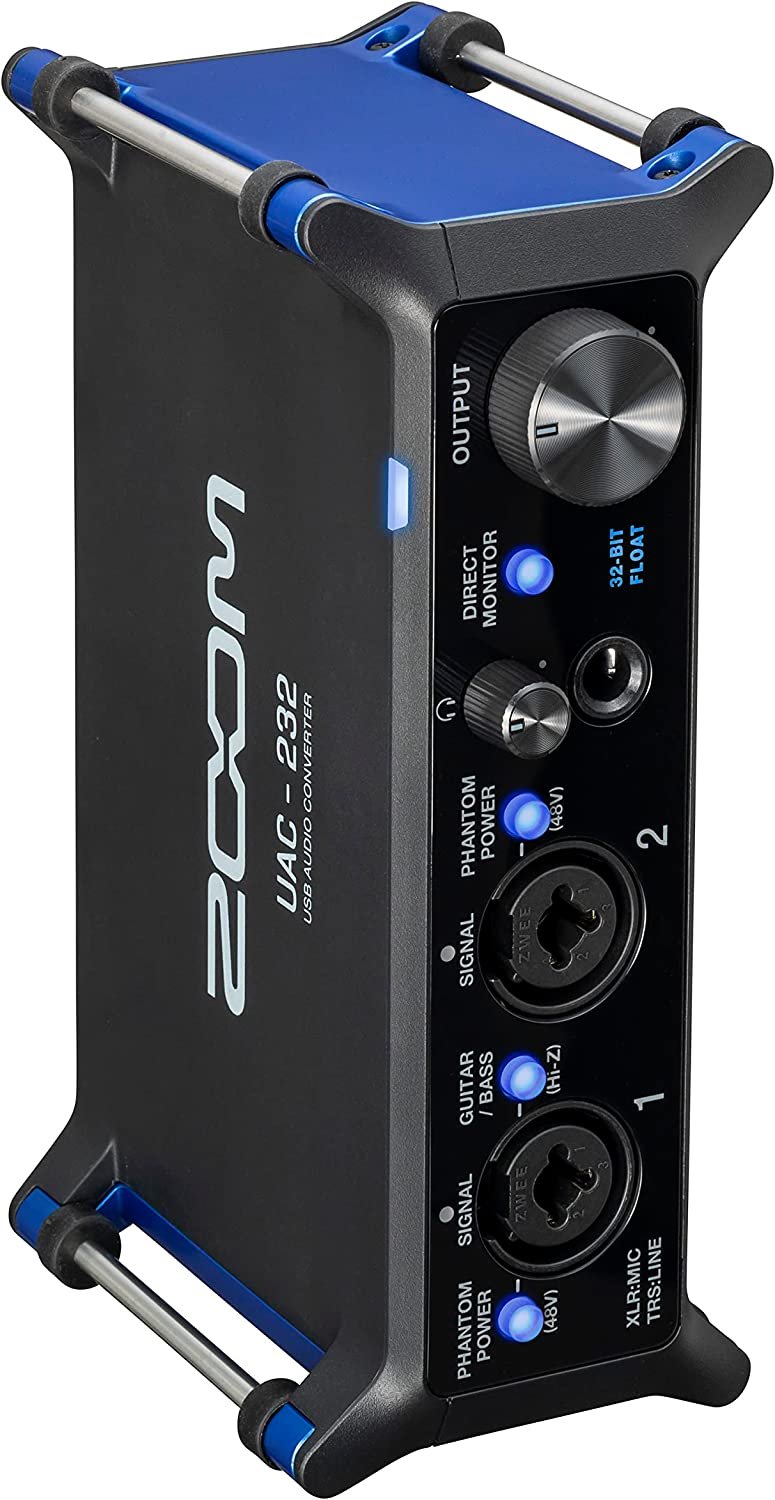 Zoom UAC-232 Audio Converter with 32-Bit Float, Audio Interface, High-Quality Preamps, 2 XLR/TRS Combo Inputs, Headphone Outputs, 192 kHz Sample Rate, For Music & Streaming