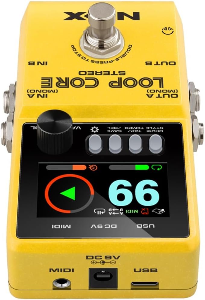 NUX Loop Core Stereo Guitar Looper Pedal, 6 hours recording time,Stereo Audio, MIDI Control, Cab Simulation for Output to Mixer.