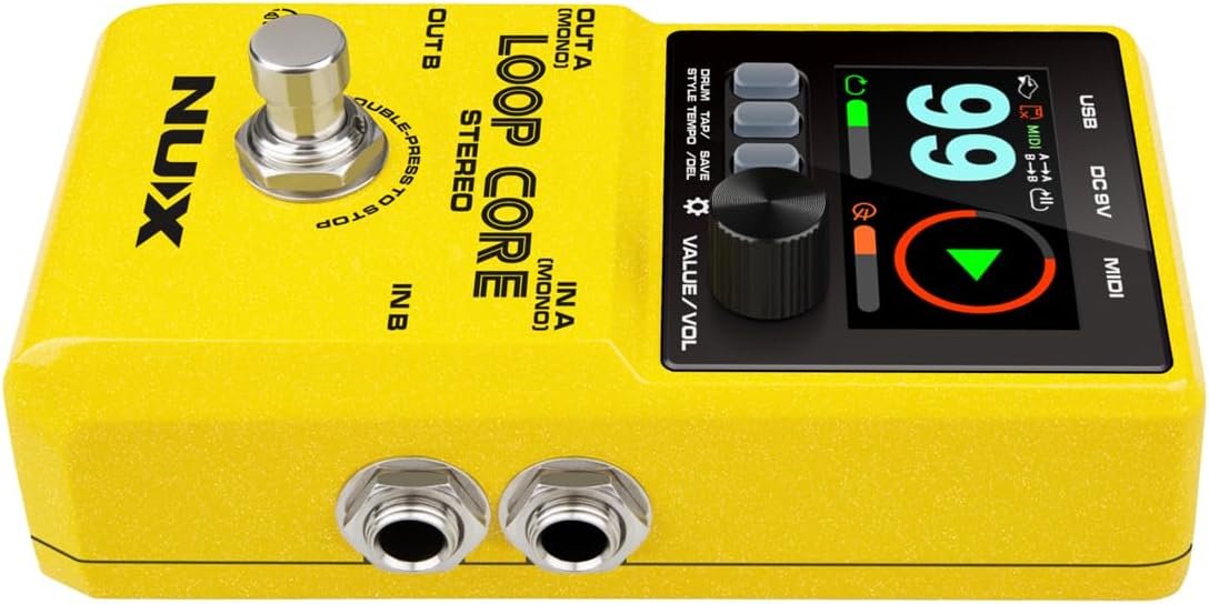 NUX Loop Core Stereo Guitar Looper Pedal, 6 hours recording time,Stereo Audio, MIDI Control, Cab Simulation for Output to Mixer.