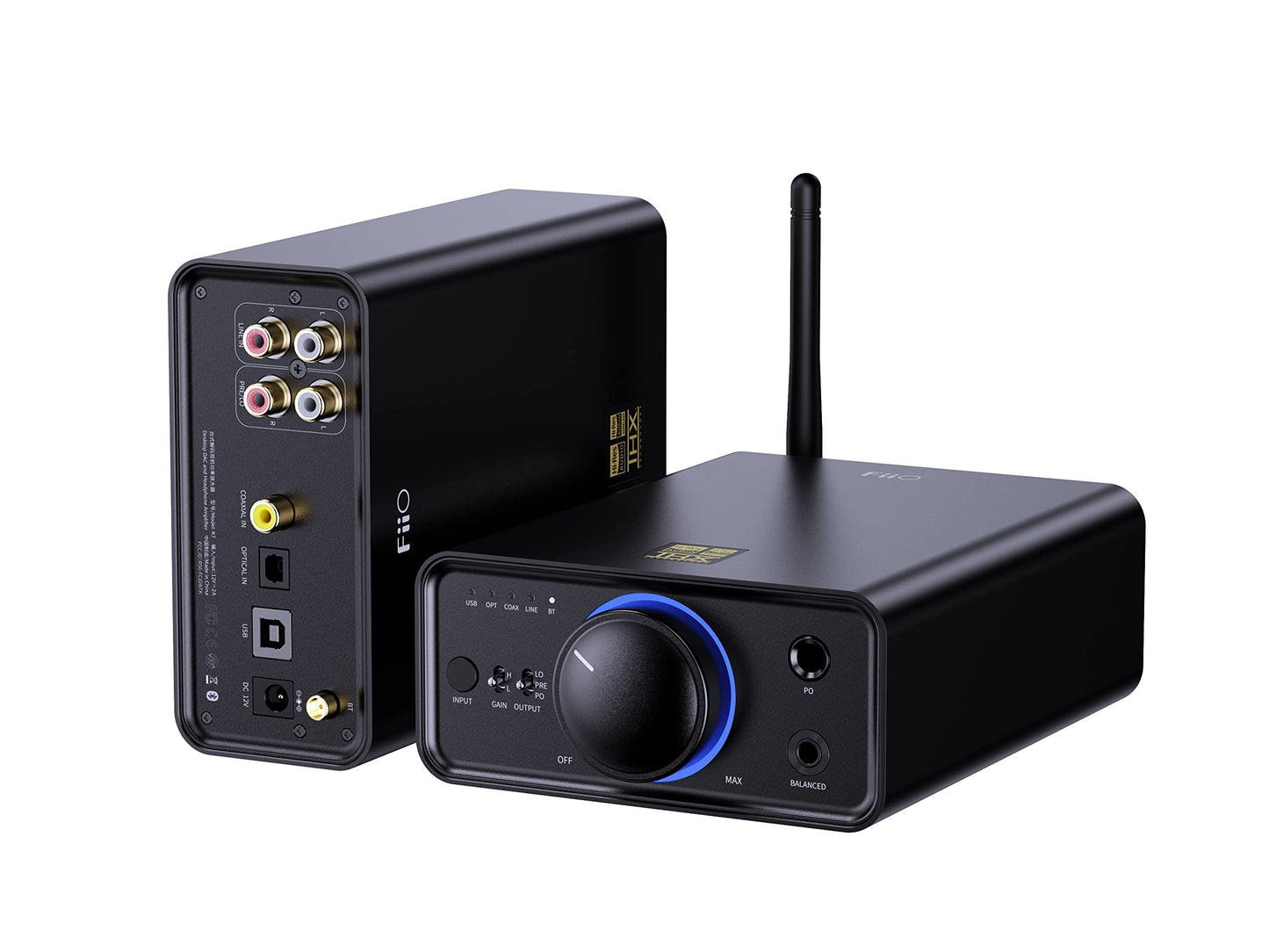 FiiO K7BT Balanced HiFi DAC Bluetooth Headphone Amplifier AK4493S*2, XMOS XU208 PCM384kHz DSD256,USB/Optical/Coaxial/RCA Inputs, 6.35mm/4.4mm Output(US Plug)