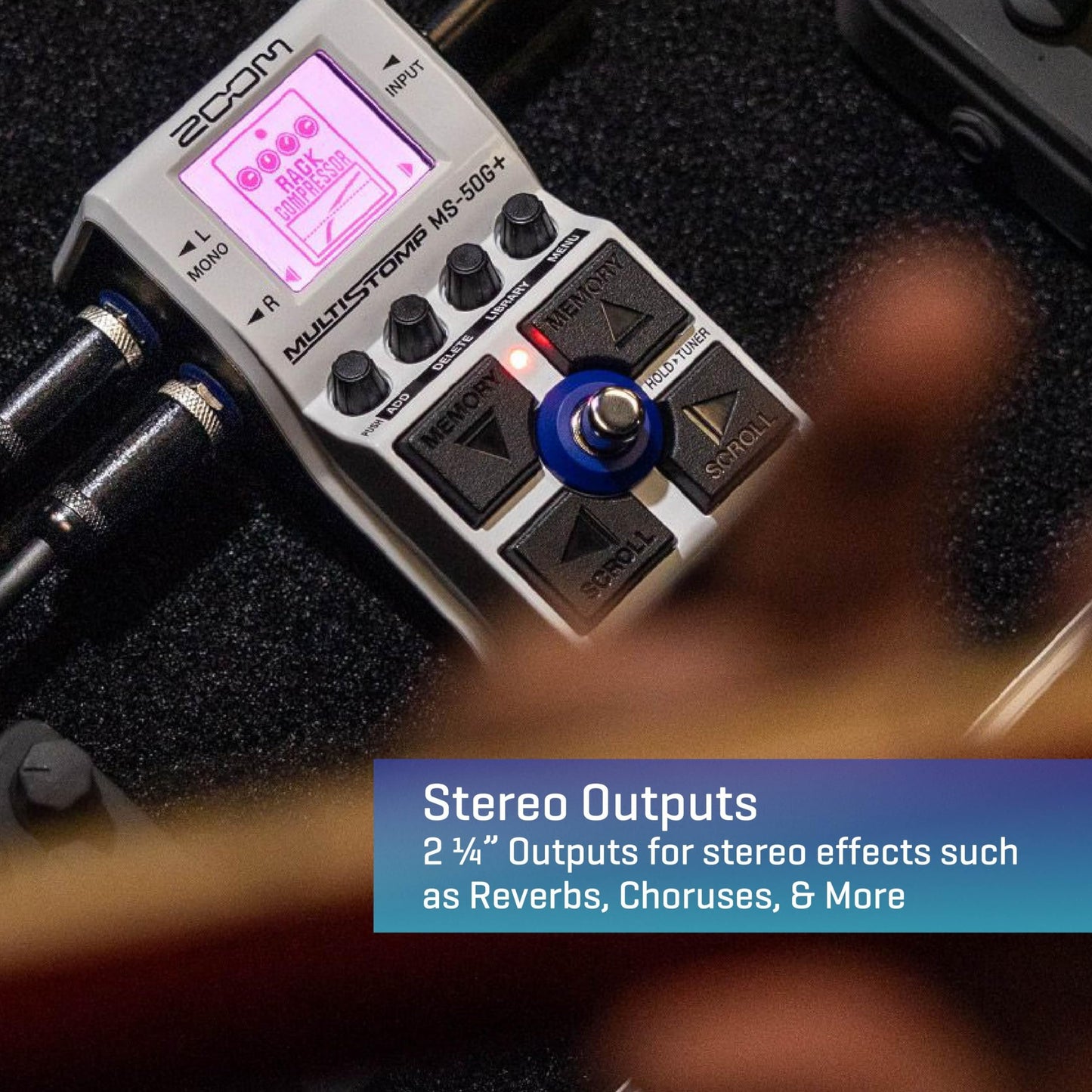 Zoom MS-50G+ MultiStomp Guitar Effects Pedal, Single Stompbox, 100 effects, Stereo Outputs, Tuner, Featuring Drives, Modulations, Delays, Reverbs, Compressors, and More