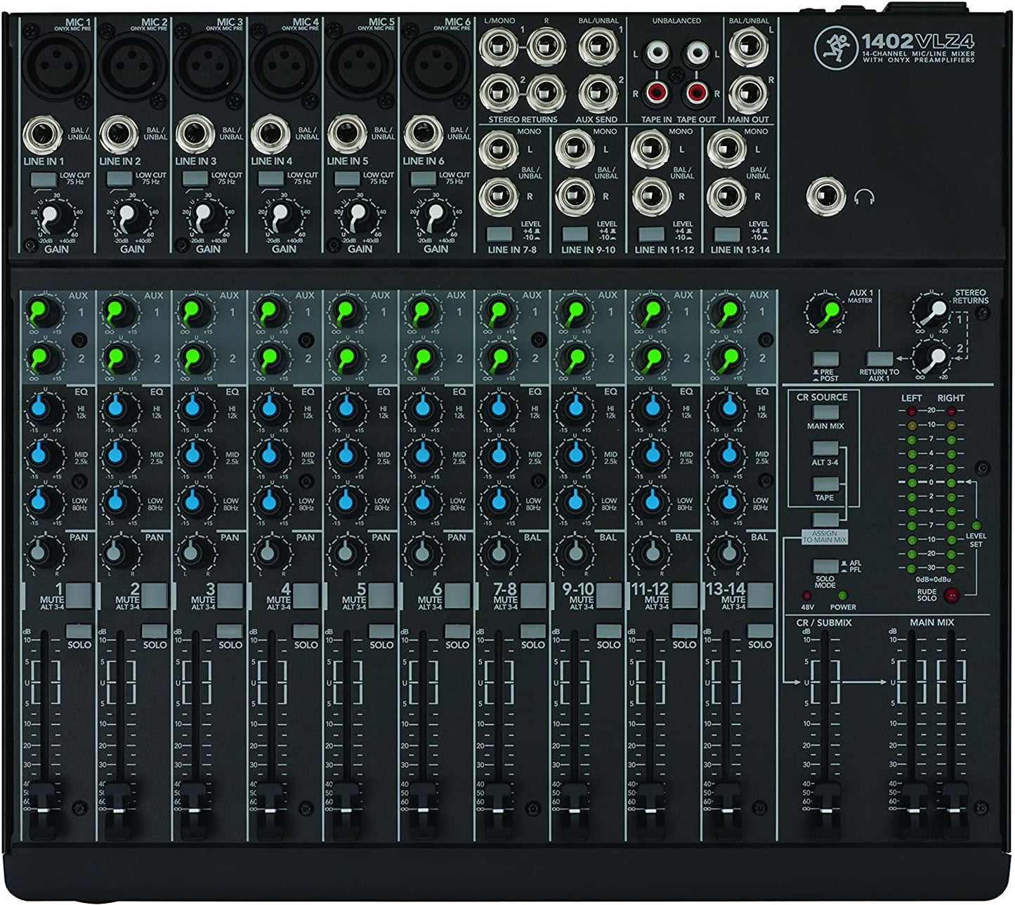 Mackie 1402VLZ4, 14-channel Compact Mixer with High Quality Onyx Preamps