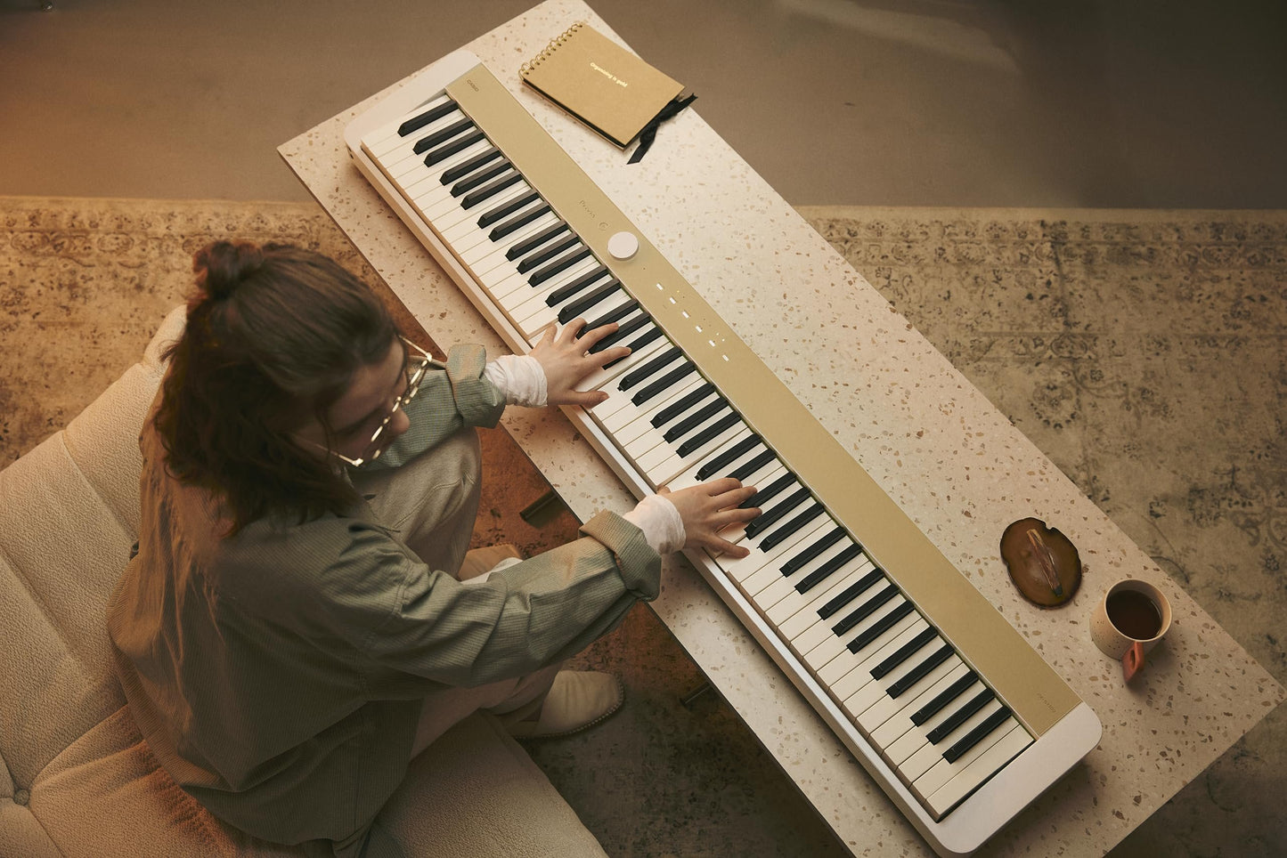 Casio Privia PX-S1100 – 88-Key Touch-Responsive Weighted Digital Piano | Ultra-Portable | Superior Sound | German Grand Tone, Bluetooth, Casio Music Space App | Mellow Beige