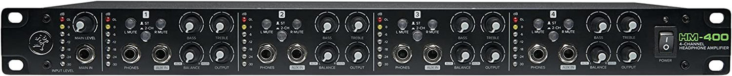 Mackie HM Series, 4-Channel Headphone Amplifier Rackmount 4-ch x 12 Headphones (HM-400)