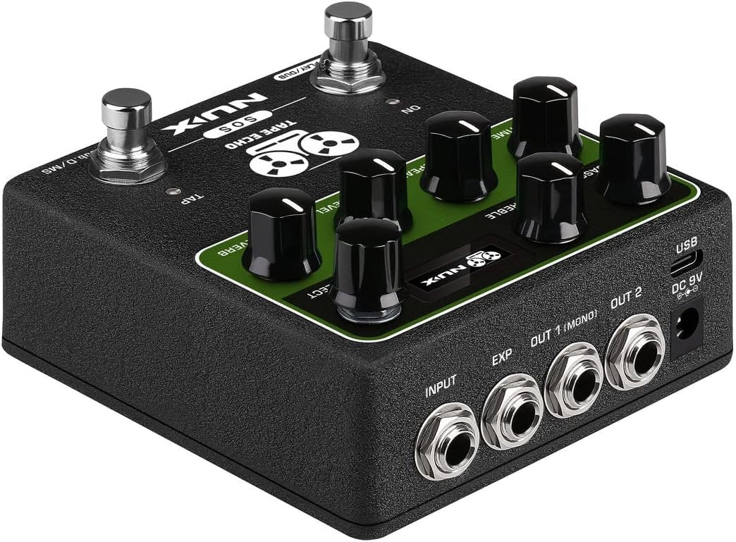 NUX NDD-7 TAPE ECHO Delay Effects Pedal,Up to 1600ms Stereo Delay Time,7 Repro-Tape Heads Combinations and Reverb
