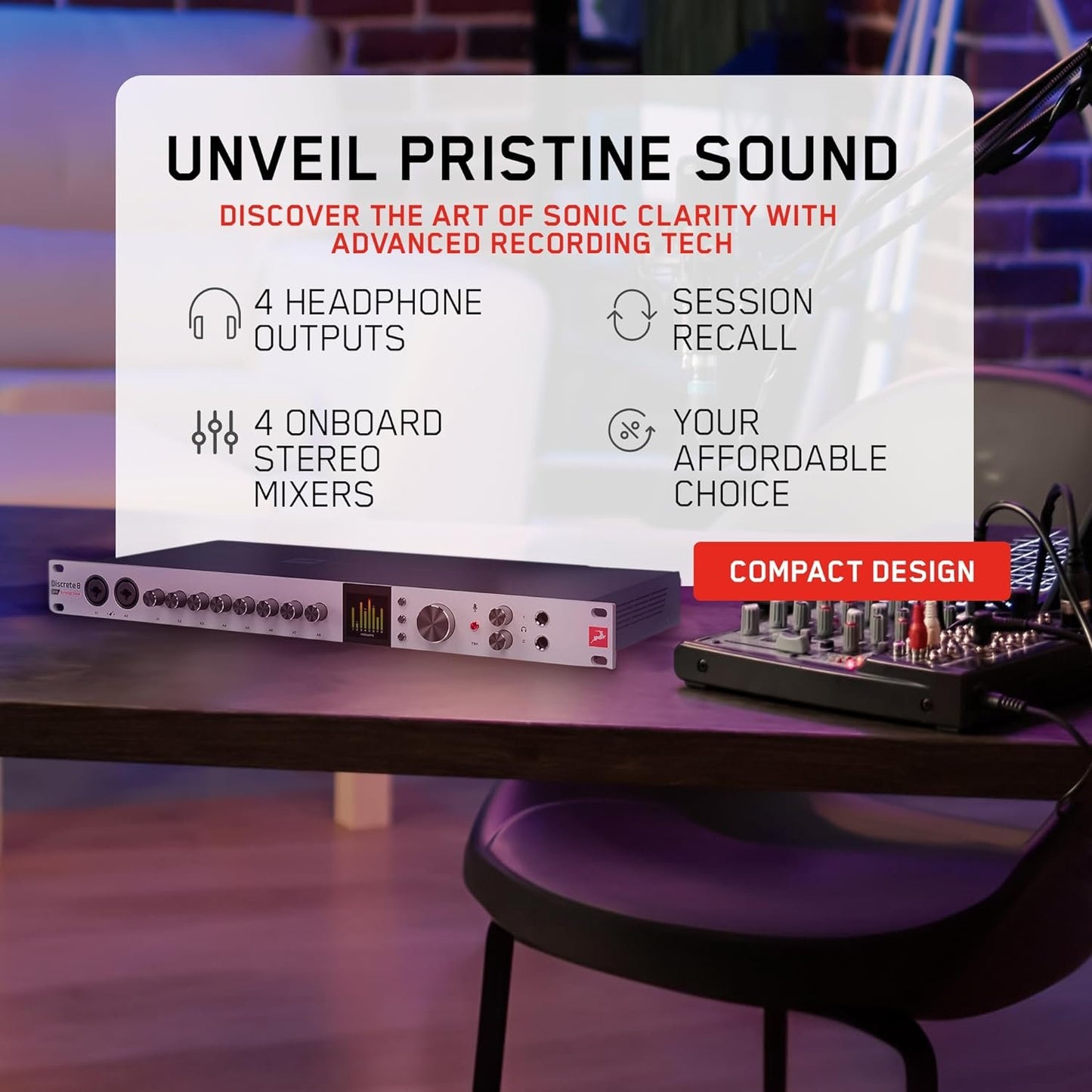 Discrete 8 Pro Synergy Core 26x32 Thunderbolt 3 Interface and USB 2.0 Audio Interface with Onboard Real-time Effects - Antelope Audio