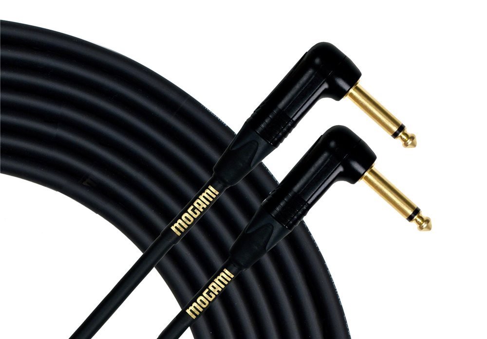 Mogami Gold INSTRUMENT-10RR Guitar Instrument Cable, 1/4" TS Male Plugs, Gold Contacts, Right Angle Connectors, 10 Foot