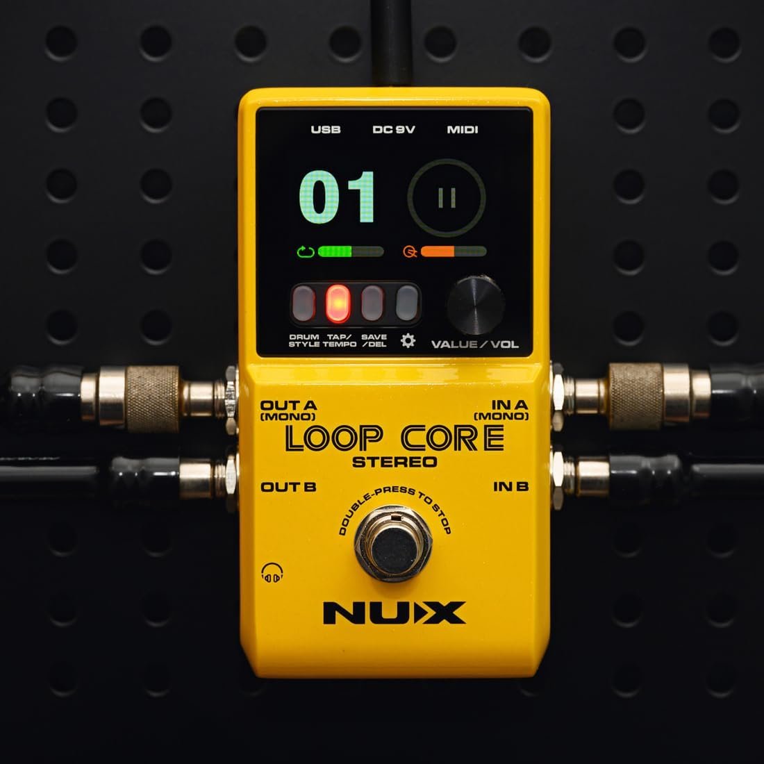 NUX Loop Core Stereo Guitar Looper Pedal, 6 hours recording time,Stereo Audio, MIDI Control, Cab Simulation for Output to Mixer.