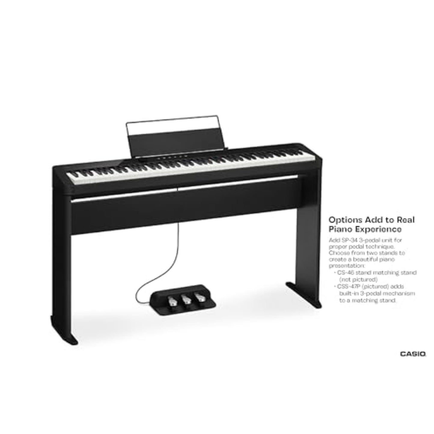 Casio Privia PX-S1100 Portable Digital Piano with 88 Weighted Keys, 18 Tones, Touch Sensor Controls, Sustain Pedal, Bluetooth, USB, AC Adapter, 16W Speaker System, Gloss Black Finish (PX-S1100BK)