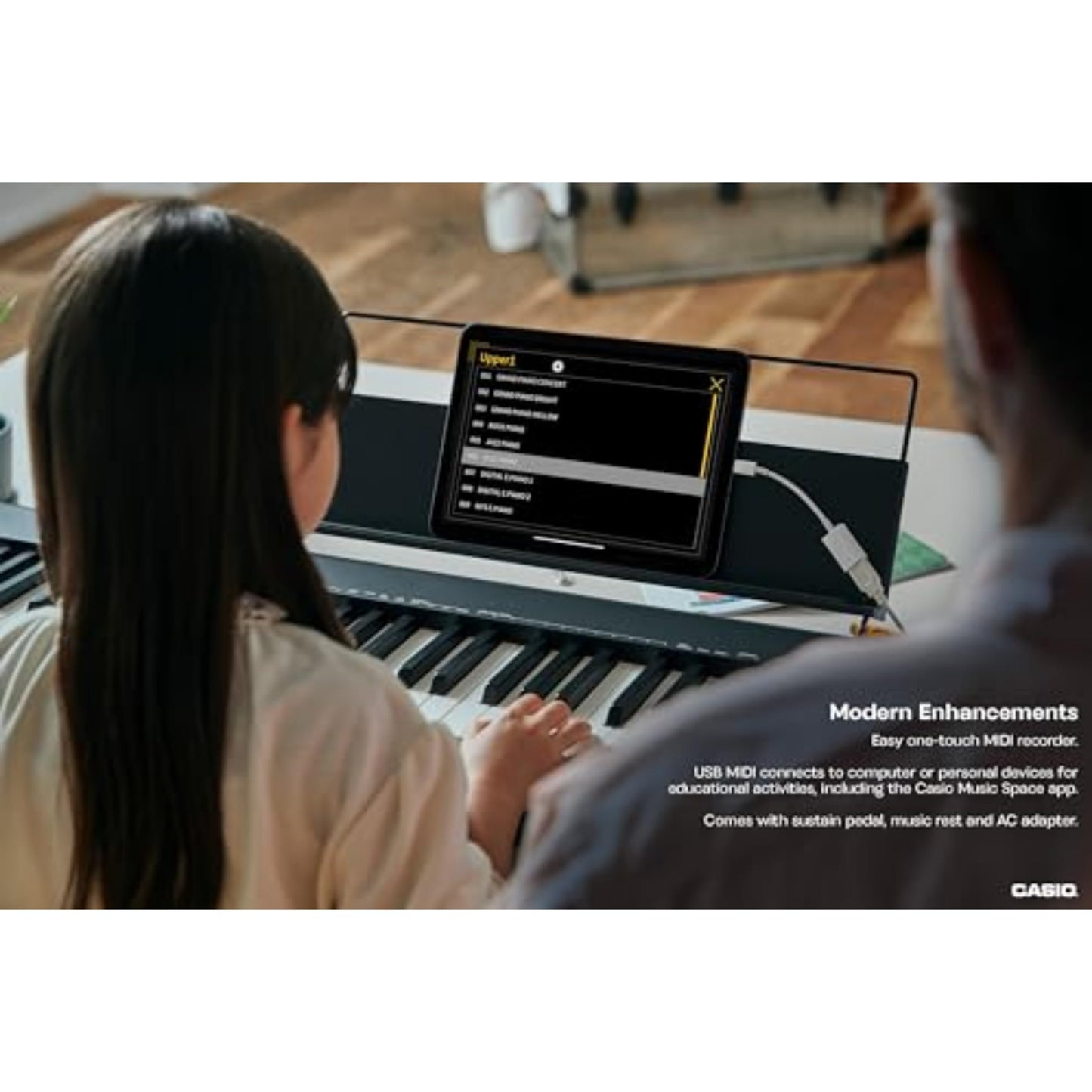 Casio CDP-S160 Portable Digital Piano with 88-Key Weighted Action, Sheet Music Stand, Power Supply, USB-MIDI and 10 tones, black (CDP-S160BK)