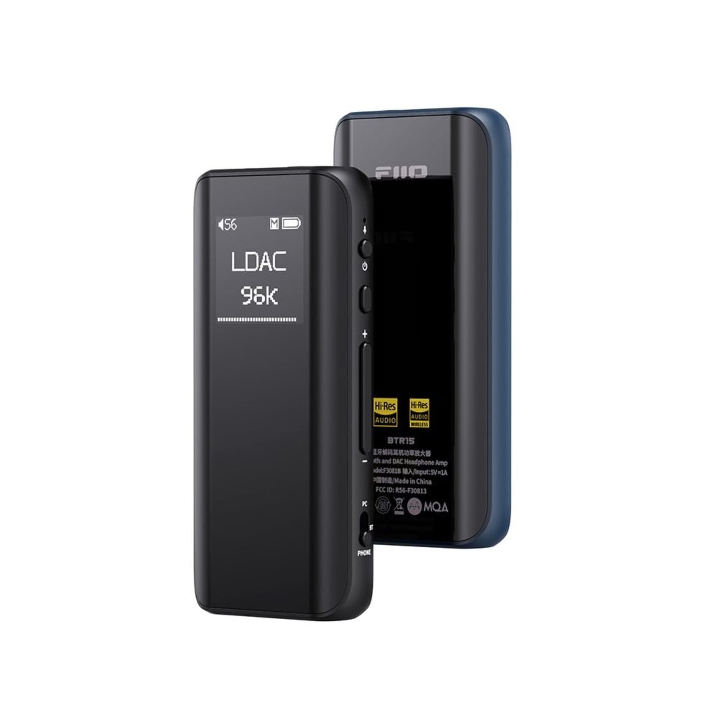 FiiO BTR15 Headphone Amps Bluetooth 5.1 Receiver High Resolution 384K/32Bit Native DSD256 USB DAC Supports LDAC/aptX HD/MQA for Smartphones/PC/Car/Home Audio