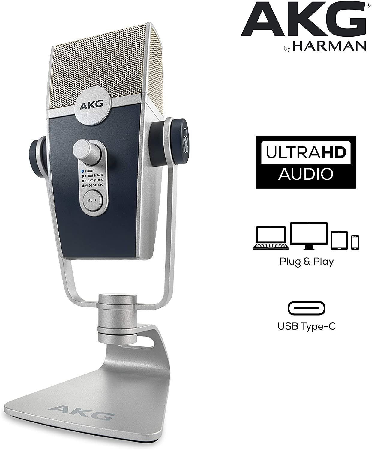 AKG Pro Audio Podcaster Essentials Kit for Streamers, Vloggers, and Gamers-Includes Lyra USB-C Microphone, K371 Headphones, and Ableton Lite Software