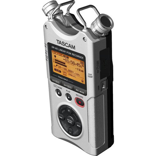 Tascam dr 40 silver 4-Track Portable Digital Recorder, Silver