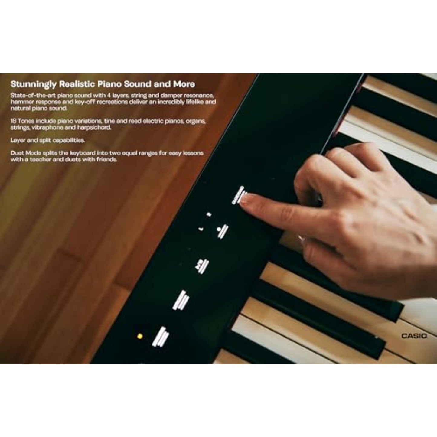 Casio Privia PX-S1100 Portable Digital Piano with 88 Weighted Keys, 18 Tones, Touch Sensor Controls, Sustain Pedal, Bluetooth, USB, AC Adapter, 16W Speaker System, Gloss Black Finish (PX-S1100BK)