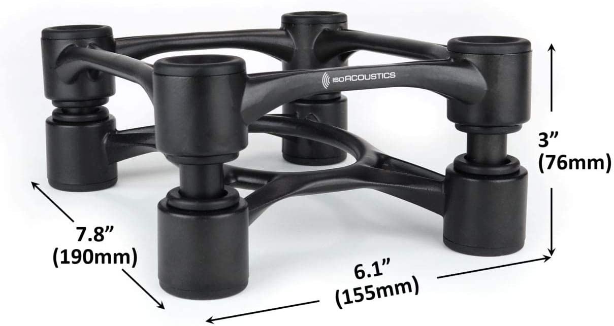 IsoAcoustics Aperta Series Isolation Speaker Stands with Tilt Adjustment: Aperta (6.1" x 7.5") Black Pair