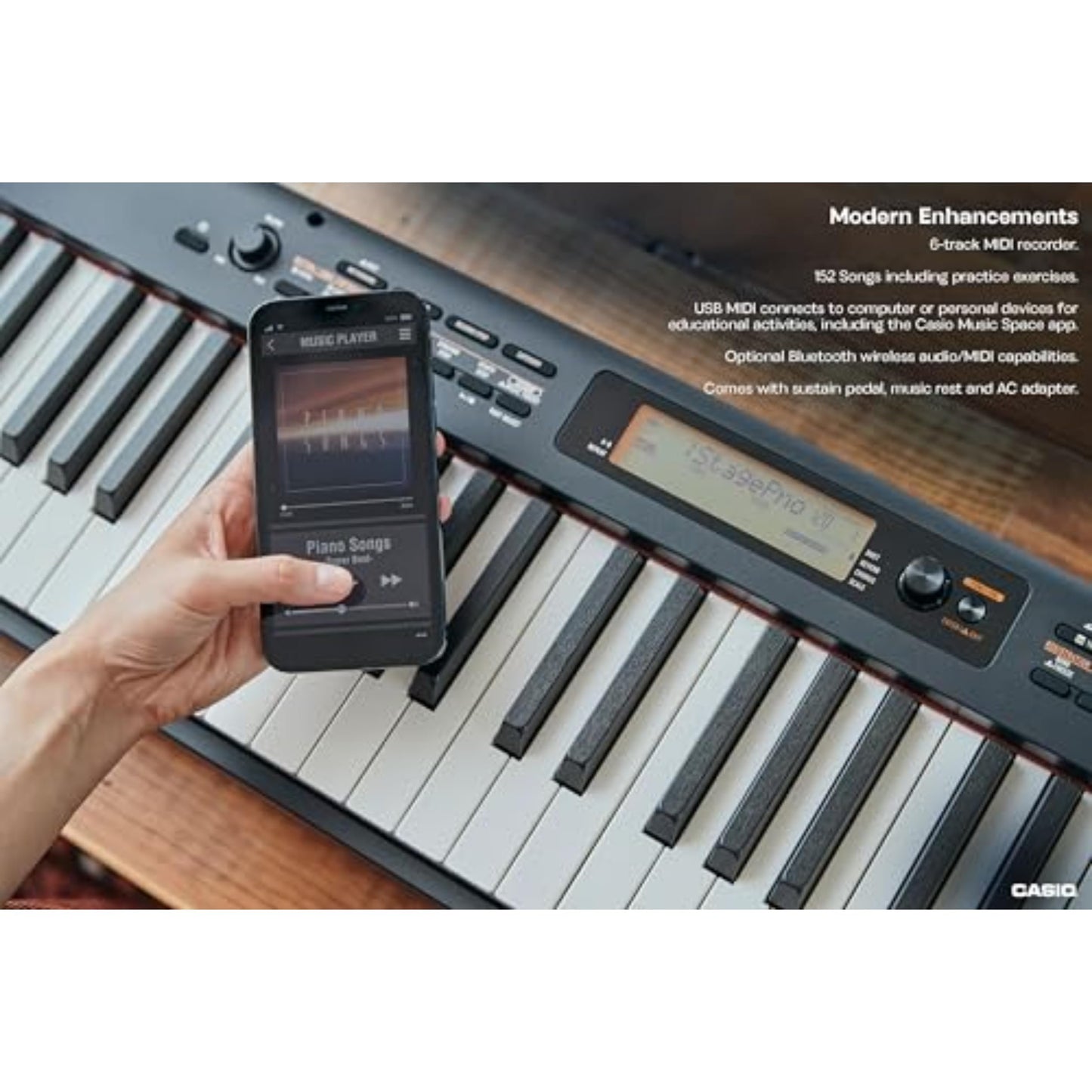 Casio CDP-S360 Portable Digital Piano with 88-Key Weighted Action, LCD Display, 700 Tones, 200 Rhythms, Sheet Music Stand, Power Supply and USB-MIDI