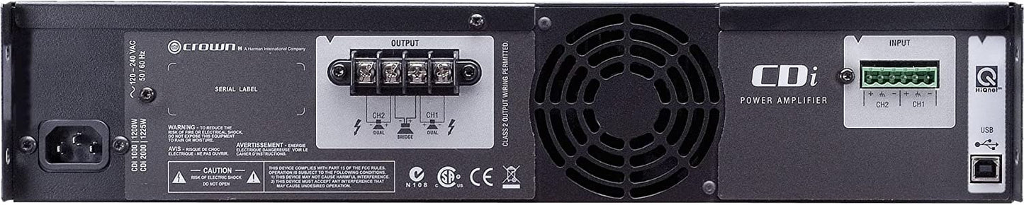 Crown CDi 1000 Two-Channel, 500-Watt @ 4Ω, 70V/140V Power Amplifier