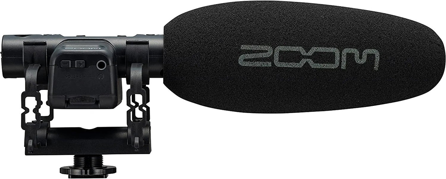 Zoom M3 MicTrak Stereo On-Camera Shotgun Microphone with 32-Bit Float, 90 degree, 120 degree, and MONO Mode, Shockmount, USB Microphone Compatible, and Battery Powered