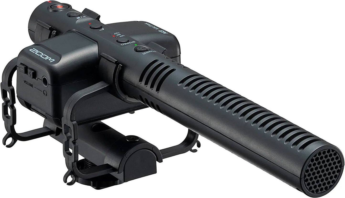 Zoom M3 MicTrak Stereo On-Camera Shotgun Microphone with 32-Bit Float, 90 degree, 120 degree, and MONO Mode, Shockmount, USB Microphone Compatible, and Battery Powered