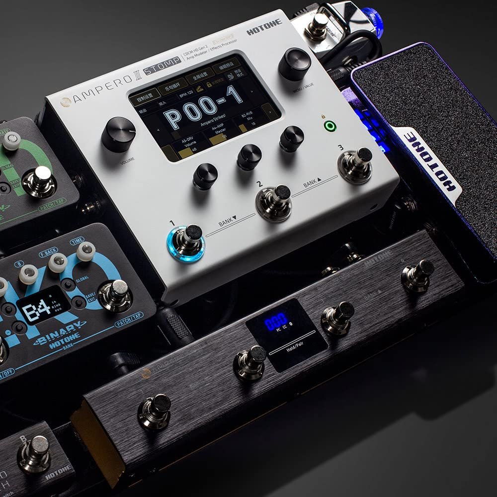HOTONE Guitar Multi Effects Processor Multi Effects Pedal Touch Screen Guitar Bass Amp Modeling IR Cabinets Simulation Guitar Effects Pedal Multi FX Processor Ampero