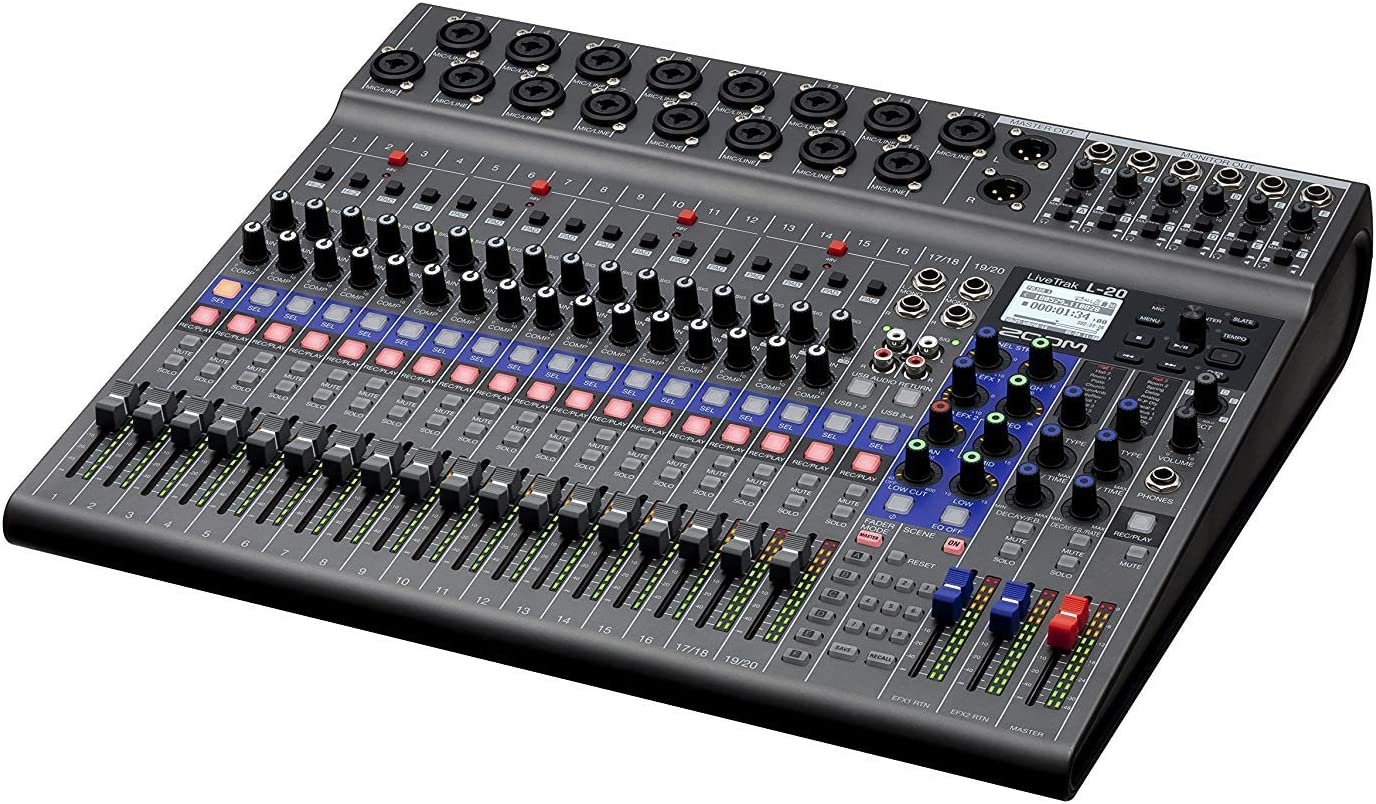 Zoom LiveTrak L-20-20-Input Digital Mixer with Microfiber and 1 Year EverythingMusic Extended Warranty