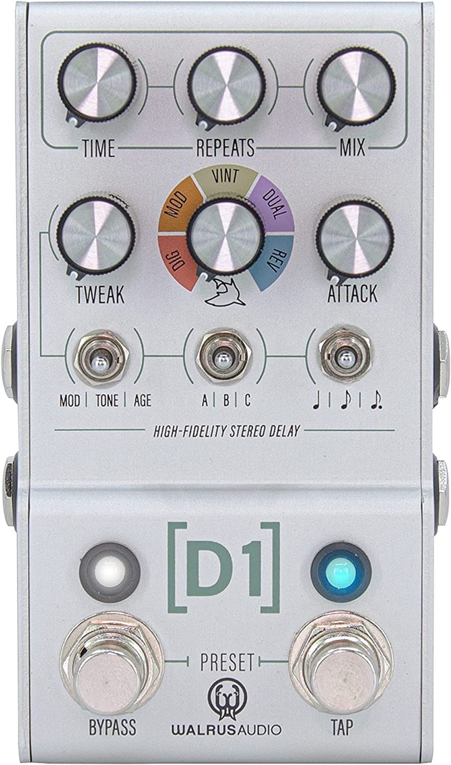 Walrus Audio Mako Series D1 V2 High Fidelity Delay Pedal 900-1051V2 Silver