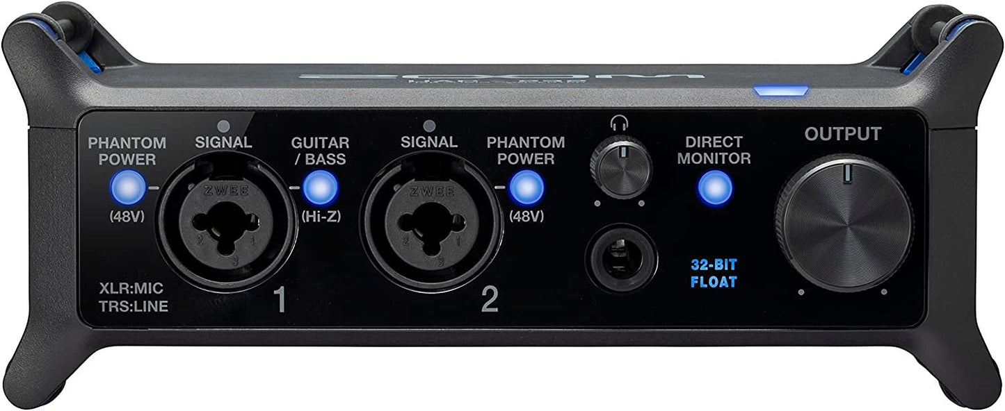 Zoom UAC-232 Audio Converter with 32-Bit Float, Audio Interface, High-Quality Preamps, 2 XLR/TRS Combo Inputs, Headphone Outputs, 192 kHz Sample Rate, For Music & Streaming