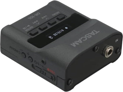 TASCAM Micro Portable Digital Audio Recorder with Lavalier Microphone, AV recording, interview recording 24-Bit/48 kHz BWAV File Format, Black (DR-10L)