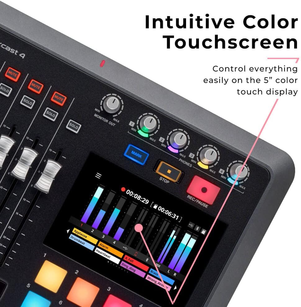 Tascam Mixcast 4 Podcast Studio Mixer Station with built-in 14-track Recorder / USB Audio Interface, Streaming, Bluetooth