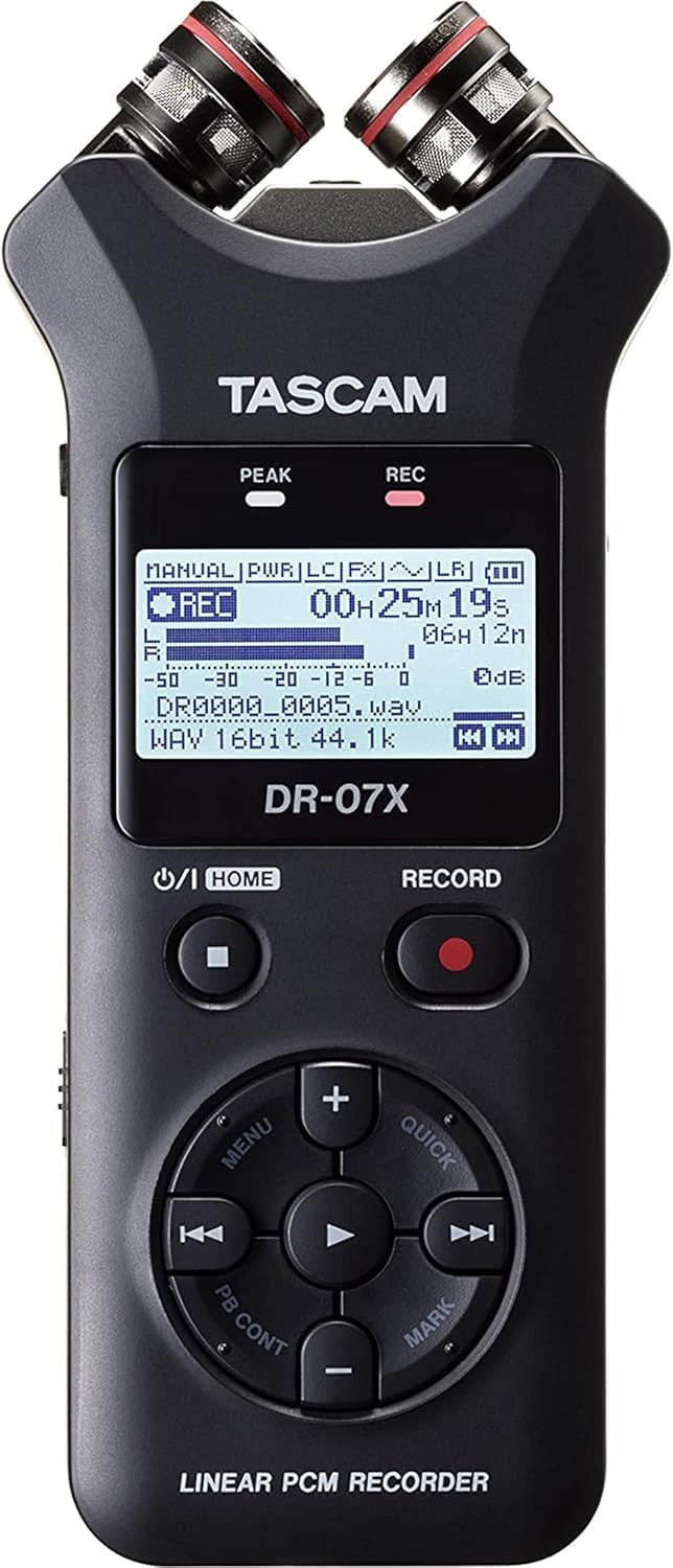 Tascam DR-07X Stereo Handheld Digital Audio Portable Recorder and USB Audio Interface, Pro Field, AV, Music, Dictation Recorder
