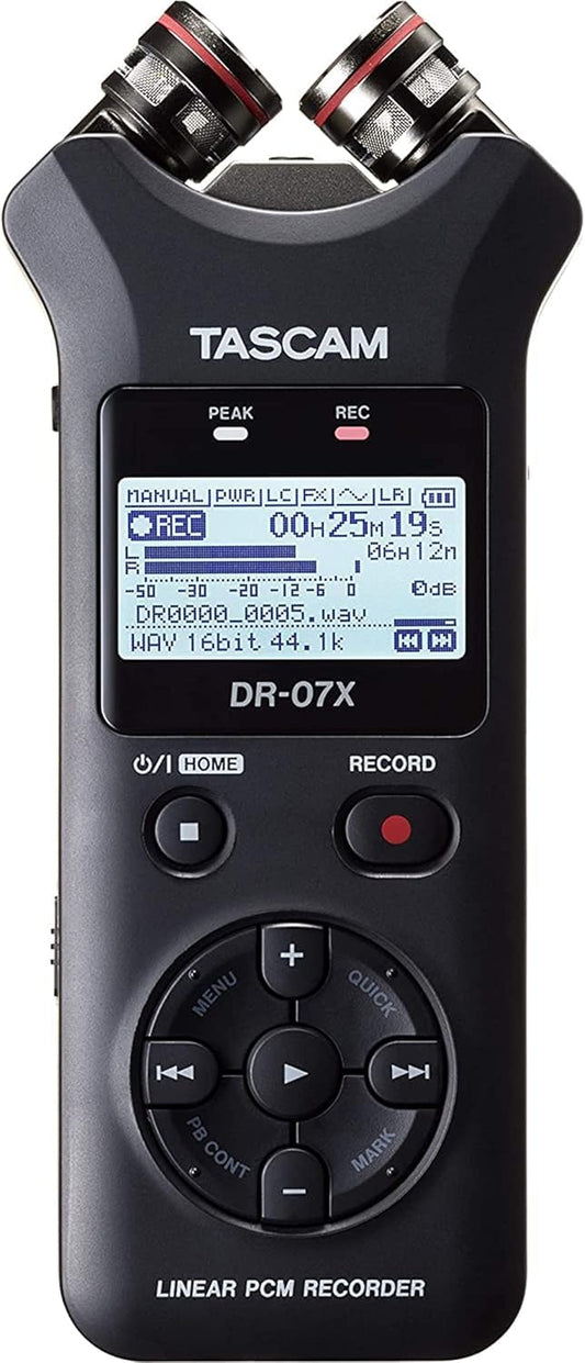 Tascam DR-07X Stereo Handheld Digital Audio Portable Recorder and USB Audio Interface, Pro Field, AV, Music, Dictation Recorder