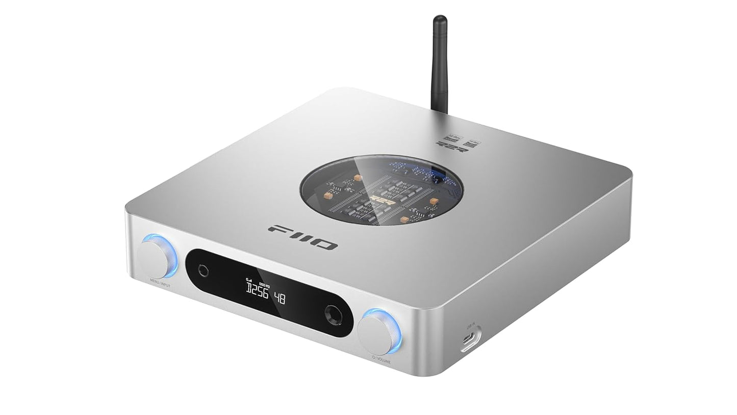 FiiO K13 R2R Desktop DAC & Headphone Amp, High-Fidelity 24Bit R2R DAC, Powerful 2400mW Output, LDAC Bluetooth Streaming, Dual Power Supply, 10-Band PEQ, Balanced XLR & RCA Audio Output (Silver)