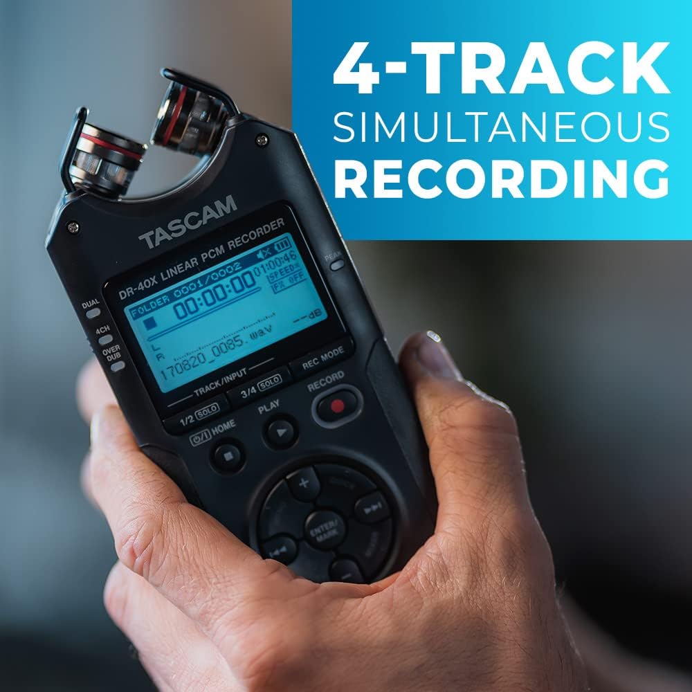Tascam DR-40X Four Track Handheld Recorder and USB Interface,Black