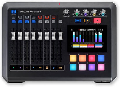 Tascam Mixcast 4 Podcast Studio Mixer Station with built-in 14-track Recorder / USB Audio Interface, Streaming, Bluetooth