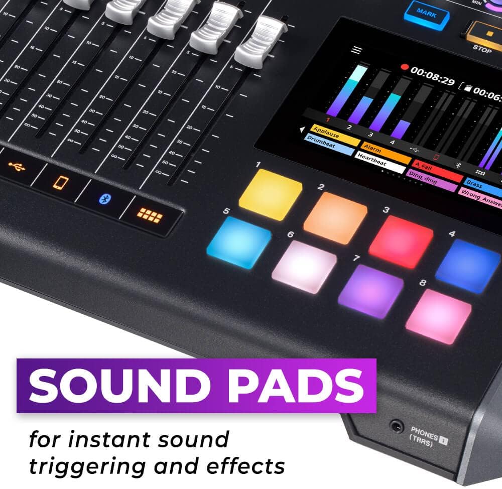 Tascam Mixcast 4 Podcast Studio Mixer Station with built-in 14-track Recorder / USB Audio Interface, Streaming, Bluetooth