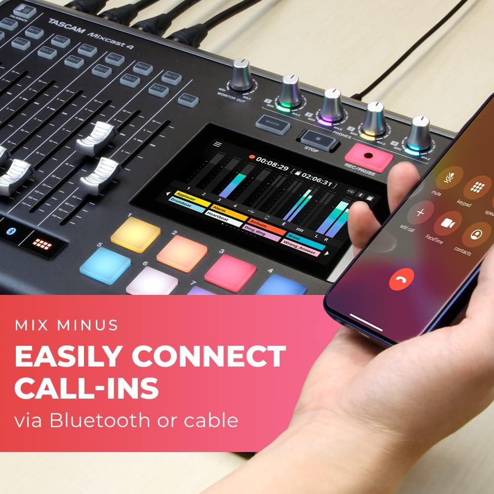 Tascam Mixcast 4 Podcast Studio Mixer Station with built-in Recorder / USB Audio Interface