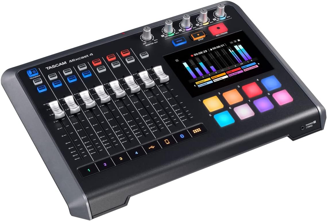 Tascam Mixcast 4 Podcast Studio Mixer Station with built-in Recorder / USB Audio Interface